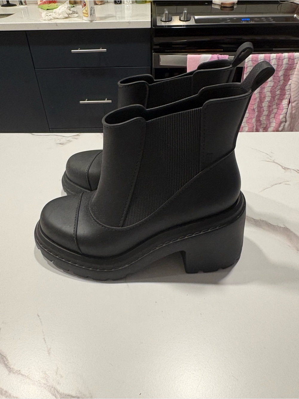 Melissa Courtney Black Chelsea Platform Boots